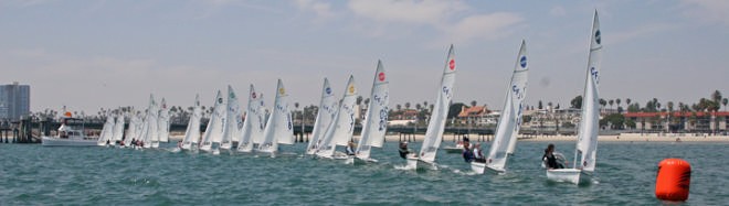 High School Nationals sailors start one of 40 races off the Belmont Pier in Long Beach - National High School Doublehanded Championship 2007 © Rich Roberts http://www.UnderTheSunPhotos.com